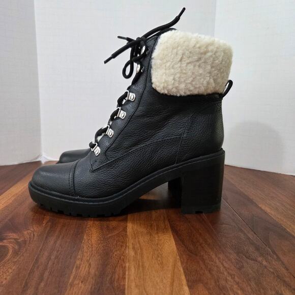 Marc Fisher Lakynn Lace Up Lug Sole Heeled Combat Booties Size 7.5 - Picture 3 of 11